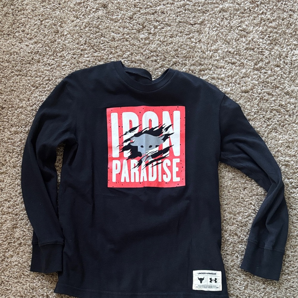 Under Armour Kids Black and Red Long Sleeve Tee